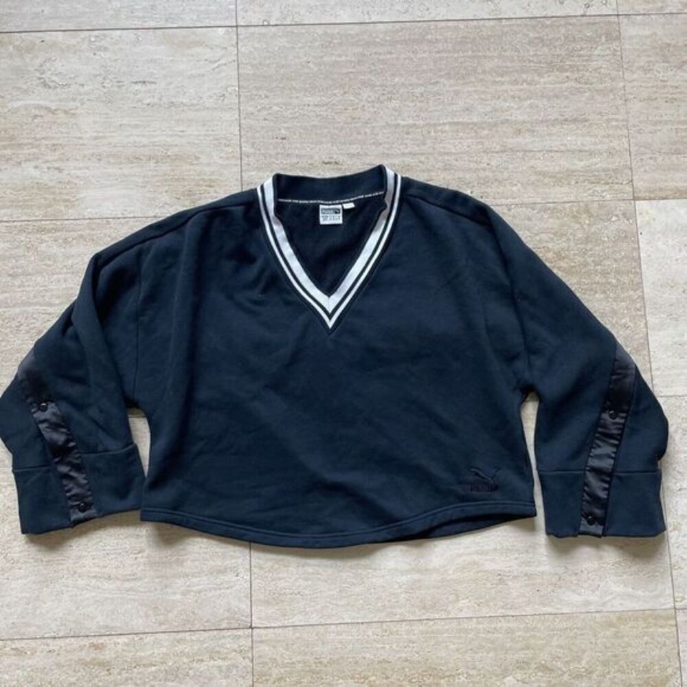 PUMA Warm SNAP Crossed CROPPED FLEECE JACKET Pullover Gym Yoga Coat Women's M